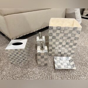 Mackenzie Childs sterling checked Bathroom Accessory Set